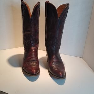 Lucchese Burgundy Leather Combat Boots